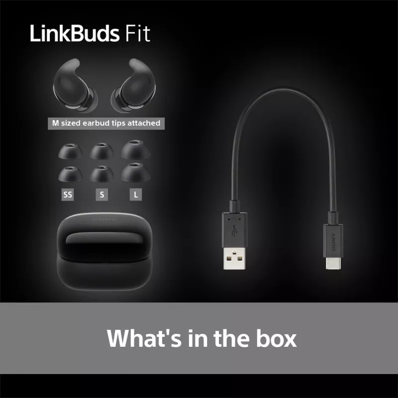 Bezdrôtové In-Ear slúchadlá Sony LinkBuds Fit WFLS910NB — Bluetooth, 20–20000 Hz, dosah 10 m, 75 g, čierne