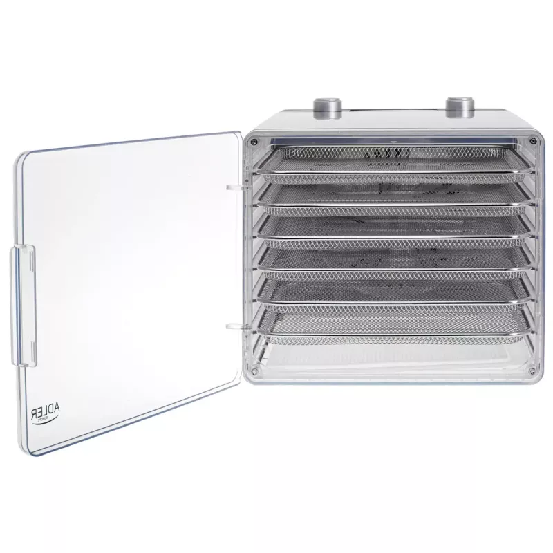 Sušička potravín Adler AD 6660, 600 W, 6 vložiek, nastaviteľný termostat, oceľ, skladací dizajn