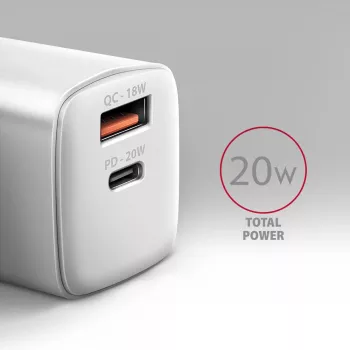 Nabíjačka pre mobilné zariadenia Axagon ACU-PQ20W univerzálna biela