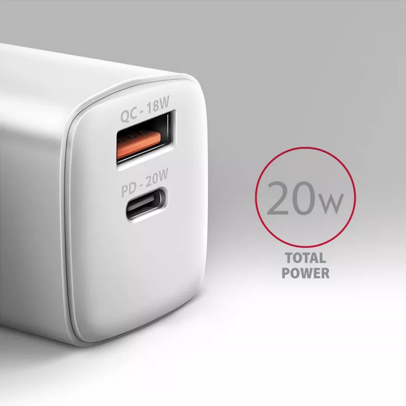 Nabíjačka pre mobilné zariadenia Axagon ACU-PQ20W univerzálna biela