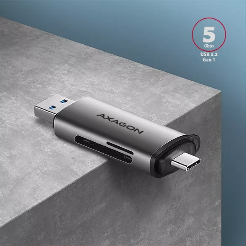 Axagon CRE-SAC SuperSpeed USB-C+USB-A čítačka kariet 5 Gbit/s
