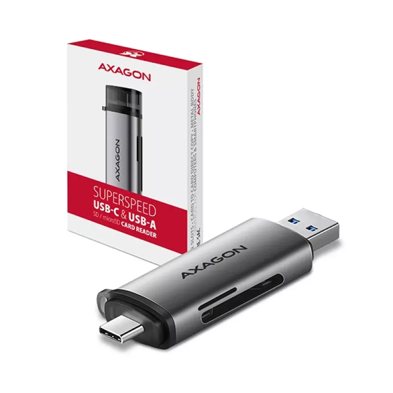 Axagon CRE-SAC SuperSpeed USB-C+USB-A čítačka kariet 5 Gbit/s