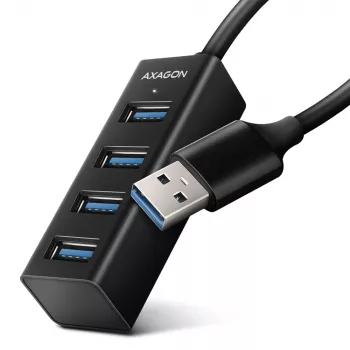 Axagon HUE-M1A 4x USB 3.2 Gen 1 MINI hub, kov, 20 cm USB-A kábel