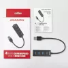 Axagon HUE-M1A 4x USB 3.2 Gen 1 MINI hub, kov, 20 cm USB-A kábel