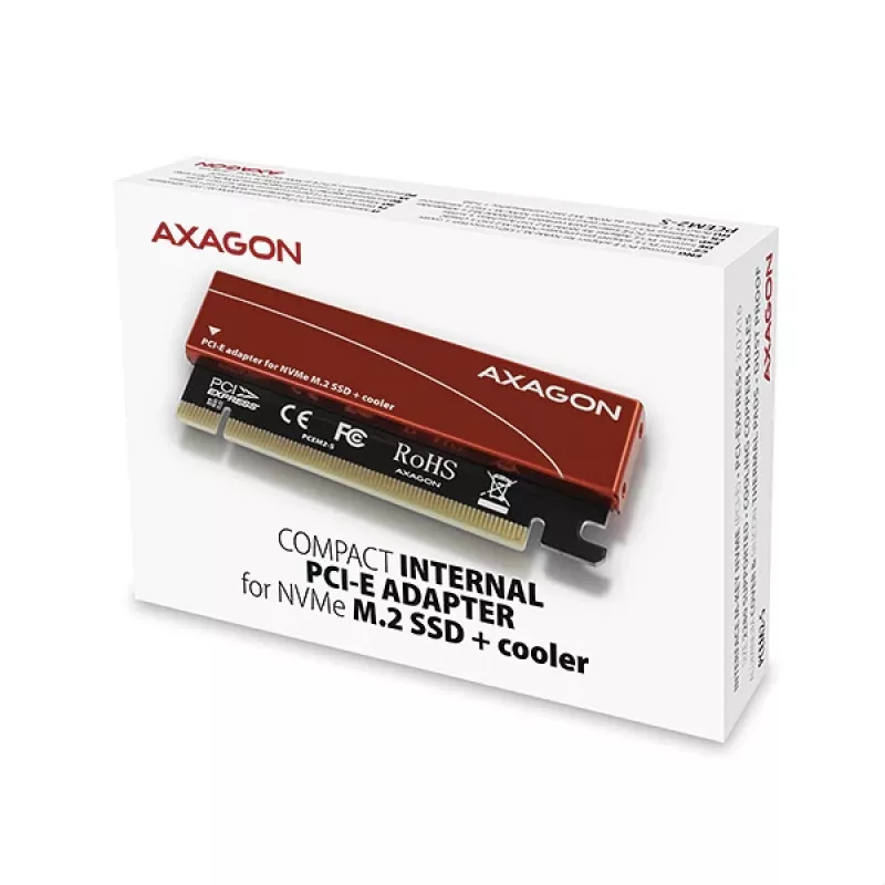 Axagon PCEM2-S PCIe x16 - M.2 NVMe M-Key adaptér slotu, s pasívnym hliníkovým chladičom