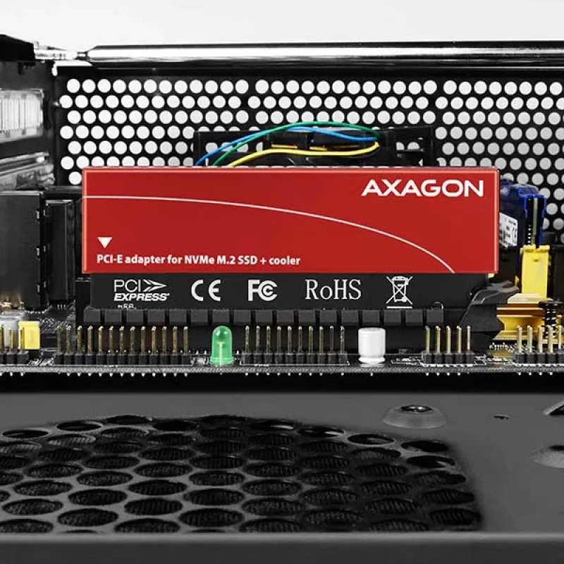 Axagon PCEM2-S PCIe x16 - M.2 NVMe M-Key adaptér slotu, s pasívnym hliníkovým chladičom
