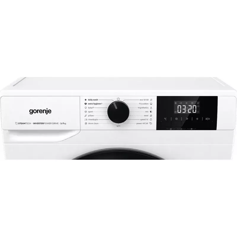 Práčka Gorenje W3NGPI72SBS predné plnenie 7 kg, 1200 ot/min, LCD, para, 59,5×43,5 cm, energetická trieda B
