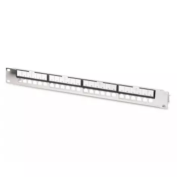 DIGITUS modulárny pozinkovaný patch panel - tienený 24-port 24-port blank 1U rackmontáž čierny RAL 9005
