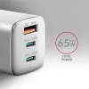 Axagon ACU-DPQ65W PD3.0 & QC4+ 3x VÝSTUPY nástenná nabíjačka 65W
