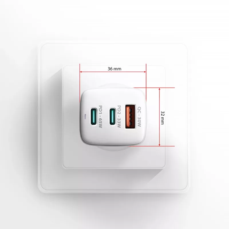 Axagon ACU-DPQ65W PD3.0 & QC4+ 3x VÝSTUPY nástenná nabíjačka 65W