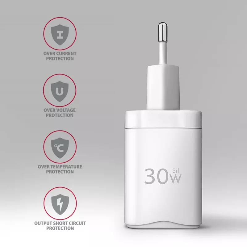 Nástenná nabíjačka Axagon ACU-PD30W 1x QC3.0/AFC/FCP/PD Type-C 30W biela