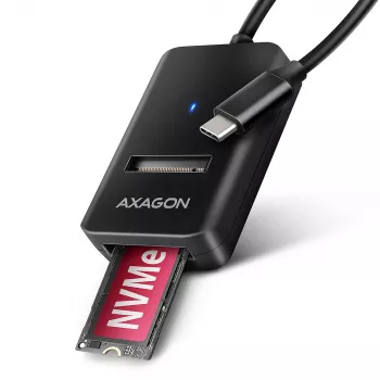 Axagon ADM2-CM USB-C adaptér M.2 NVMe SATA 10Gbps čierny