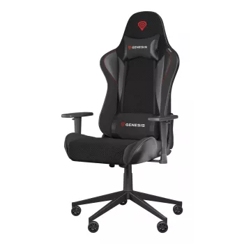 Herná stolička GENESIS Nitro 440 G2, čalúnené sedadlo, textil/ekokoža, sivá/čierna, max. 120 kg, nastaviteľné operadlo a 1D podrúčky