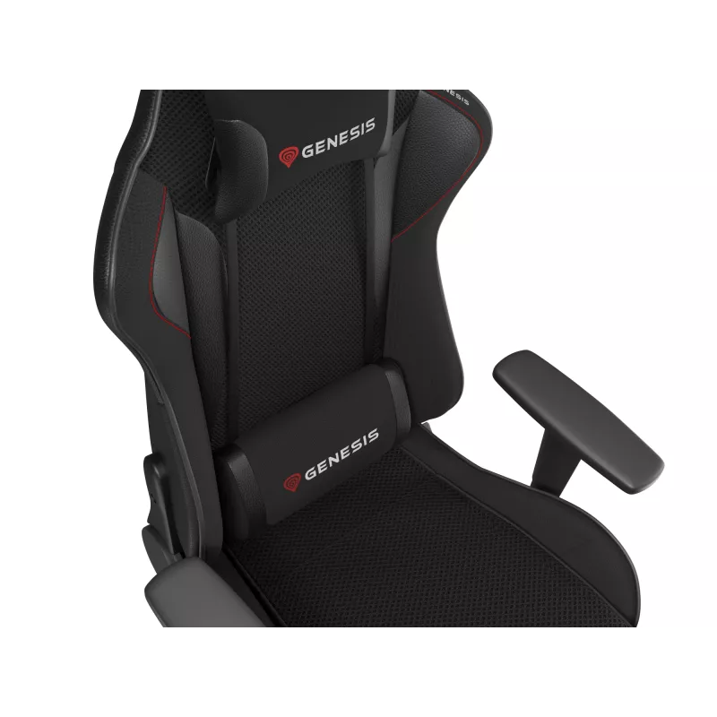 Herná stolička GENESIS Nitro 440 G2, čalúnené sedadlo, textil/ekokoža, sivá/čierna, max. 120 kg, nastaviteľné operadlo a 1D podrúčky