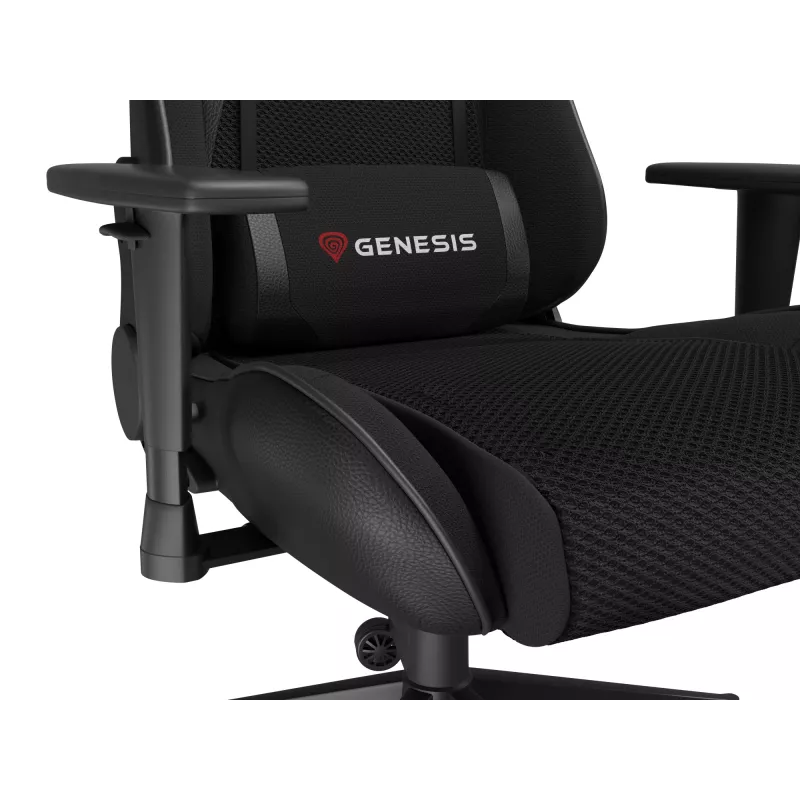 Herná stolička GENESIS Nitro 440 G2, čalúnené sedadlo, textil/ekokoža, sivá/čierna, max. 120 kg, nastaviteľné operadlo a 1D podrúčky