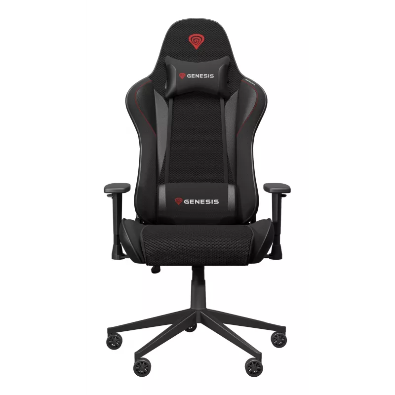 Herná stolička GENESIS Nitro 440 G2, čalúnené sedadlo, textil/ekokoža, sivá/čierna, max. 120 kg, nastaviteľné operadlo a 1D podrúčky