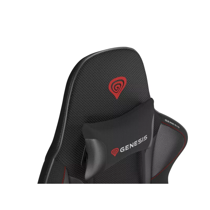 Herná stolička GENESIS Nitro 440 G2, čalúnené sedadlo, textil/ekokoža, sivá/čierna, max. 120 kg, nastaviteľné operadlo a 1D podrúčky