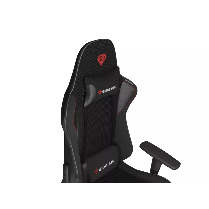 Herná stolička GENESIS Nitro 440 G2, čalúnené sedadlo, textil/ekokoža, sivá/čierna, max. 120 kg, nastaviteľné operadlo a 1D podrúčky