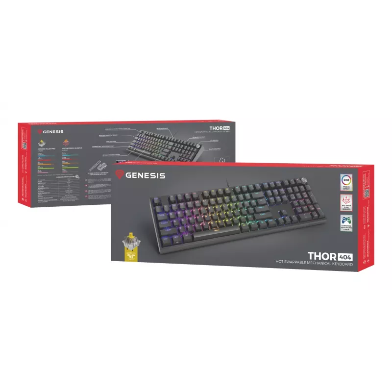 GENESIS THOR 404 klávesnica univerzálna USB QWERTY anglická čierna