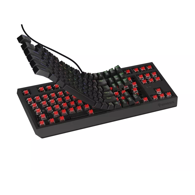 Genesis Thor 230 TKL drôtová mechanická herná klávesnica, US, čierna, Outemu Red