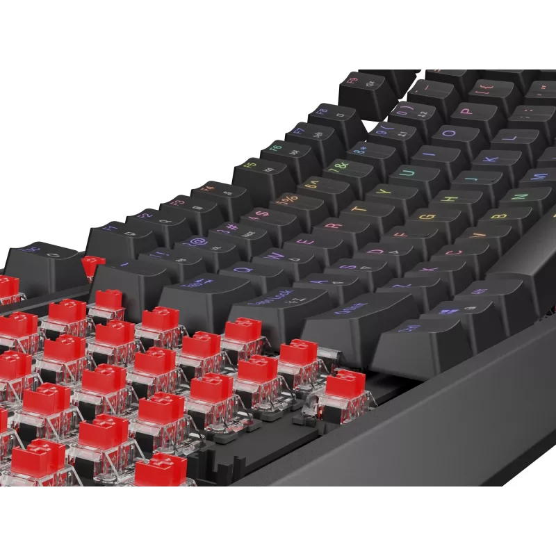 Genesis Thor 230 TKL drôtová mechanická herná klávesnica, US, čierna, Outemu Red