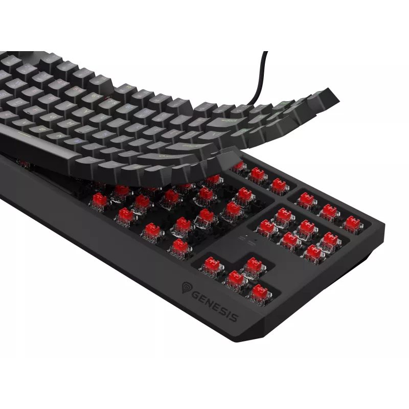 Genesis Thor 230 TKL drôtová mechanická herná klávesnica, US, čierna, Outemu Red