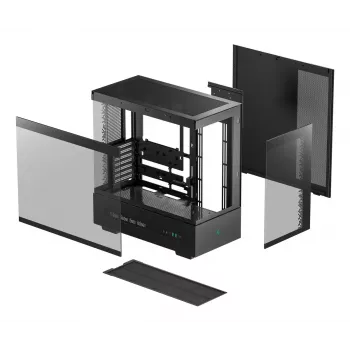 PC skriňa DeepCool CH690 DIGITAL Tower čierna — ATX/Micro-ATX/Mini-ITX, LCD displej, 3x2,5 palca + 1x3,5 palca pozície, až do 450 mm GPU, 182 mm CPU chladič