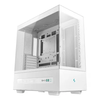 PC skriňa DeepCool CH690 Tower biela — podpora ATX/microATX, LCD displej, 3x 2,5 palcové pozície, 1x 3,5 palca, GPU do 450 mm, výška CPU chladiča 182 mm