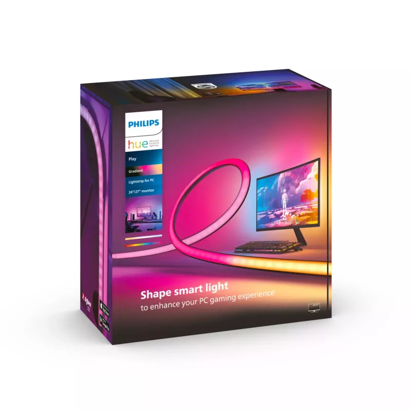 Philips Play Gradient Lightstrip pre PC, Smart Strip Light, Bluetooth/Zigbee, čierna, silikón, nevymeniteľné svetelné zdroje, biela