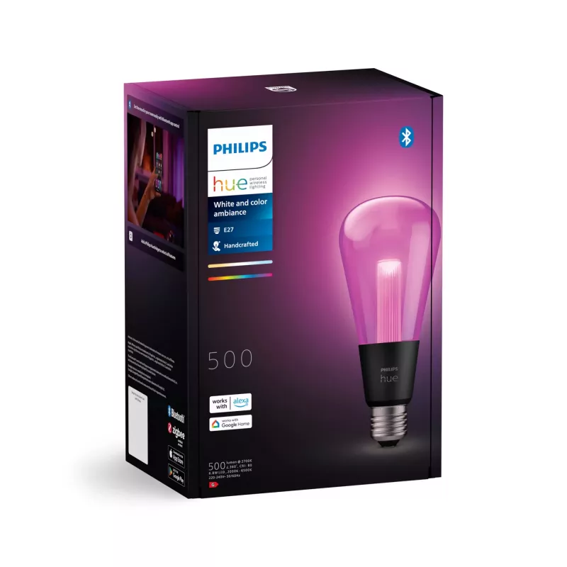 Philips Hue White and Colour Ambience ST72 – E27 Smart žiarovka, Bluetooth/Zigbee, LED, E27, ST72, 2000 K, 6500 K