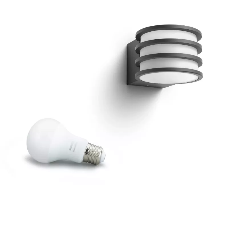 Philips Hue White Lucca vonkajšie nástenné svietidlo, smart vonkajšie svietidlo, Bluetooth/Zigbee, antracit, LED, hliník, E27