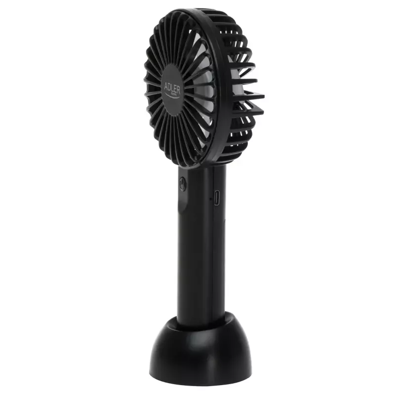 Stolový ventilátor Adler AD 7338 Mini USB — 7 cm priemer, 3 rýchlosti, čierny