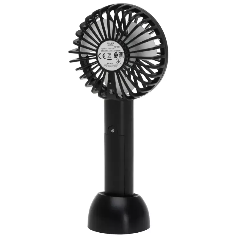 Stolový ventilátor Adler AD 7338 Mini USB — 7 cm priemer, 3 rýchlosti, čierny