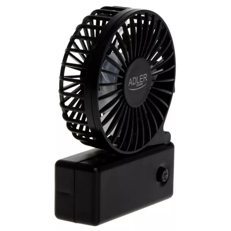 Stolový ventilátor Adler AD 7336 – skladací mini ventilátor, 6,5 cm priemer, 1 rýchlosť, čierny