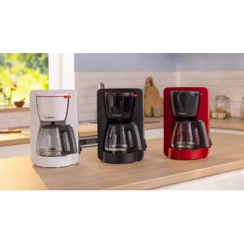 Filtračný kávovar Bosch TKA2M114 — 1,25 l nádržka na vodu, 15 šálok, červený