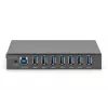 DIGITUS USB 3.0 HUB - 7 portov - priemyselný kovový PSU 15-kV ESD stolový nástenný DIN lišta montáž