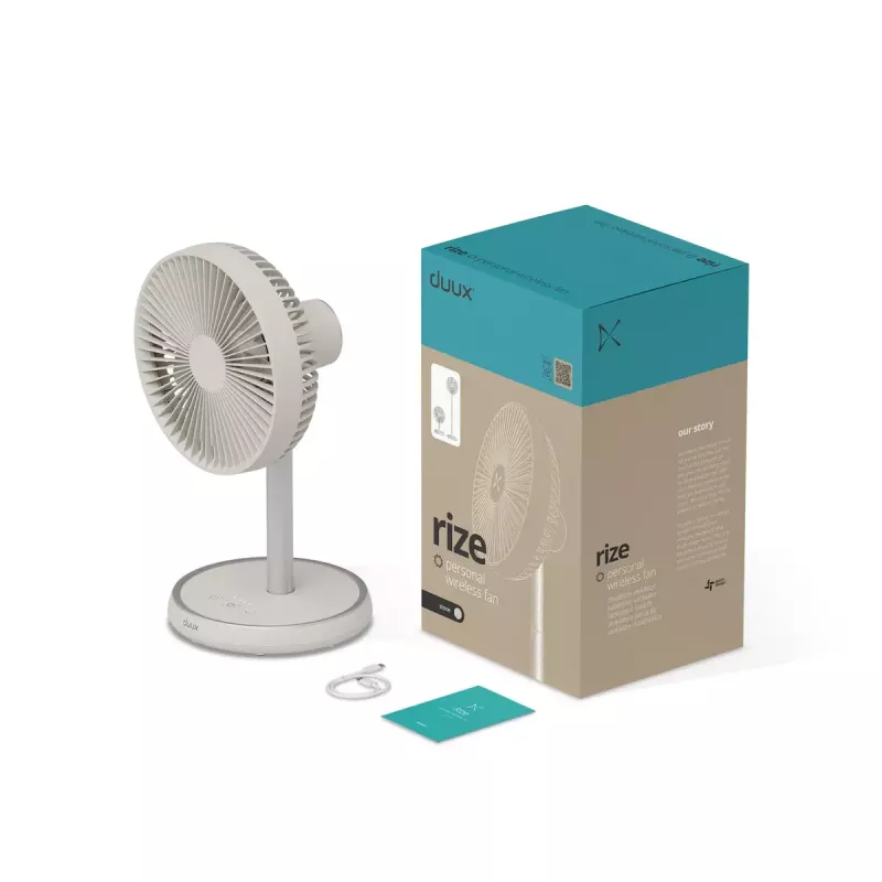 Stojanový ventilátor Duux Rize Flex 21 cm, 4 rýchlosti, oscilácia, 10 W, greige
