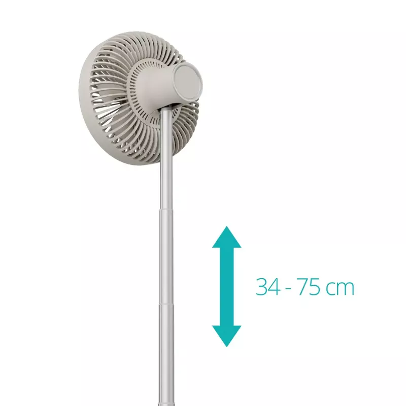 Stojanový ventilátor Duux Rize Flex 21 cm, 4 rýchlosti, oscilácia, 10 W, greige