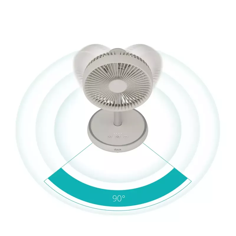 Stojanový ventilátor Duux Rize Flex 21 cm, 4 rýchlosti, oscilácia, 10 W, greige