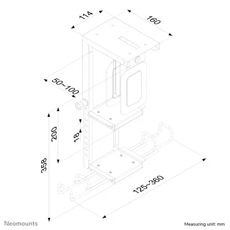 Neomounts CPU-D075BLACK/LK držiak CPU - uzamykateľný - max 10 kg - univerzálny