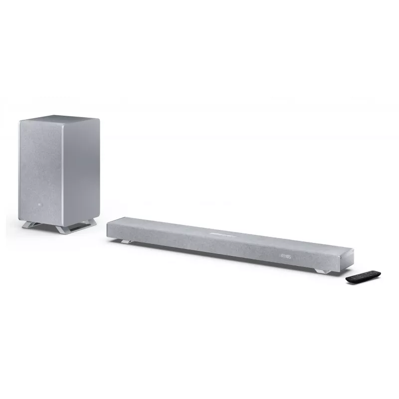 Sharp HT-SBW53121(SL) 3.1.2 Dolby Atmos/DTS:X soundbar s bezdrôtovým subwooferom, 550 W, Bluetooth, strieborný