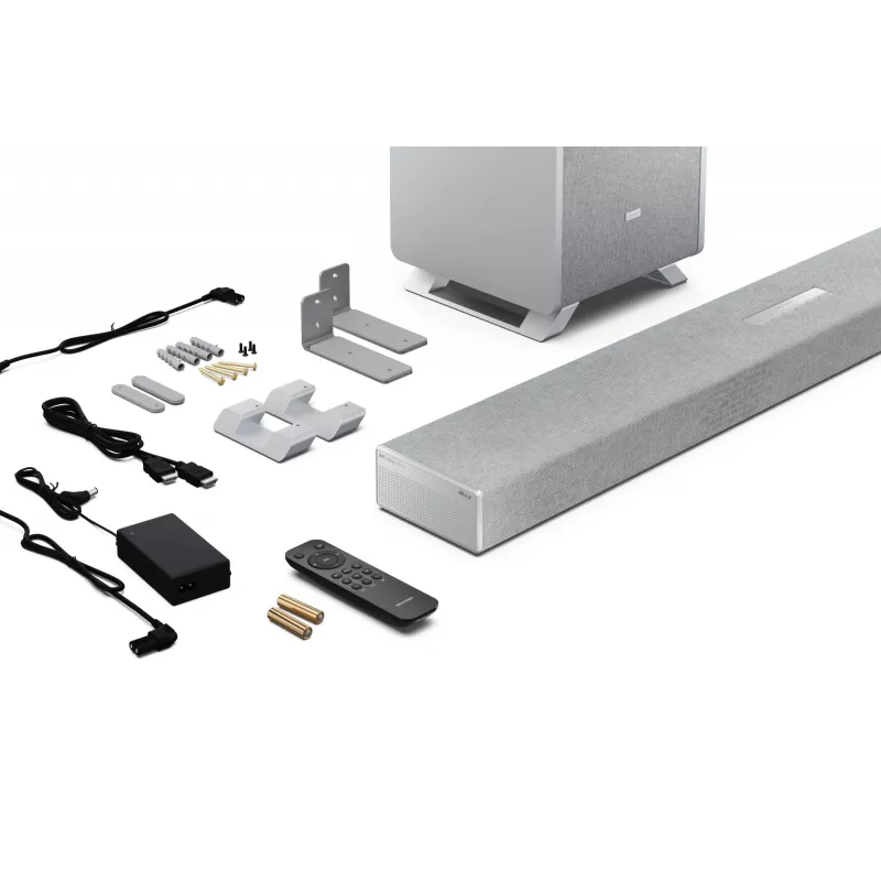 Sharp HT-SBW53121(SL) 3.1.2 Dolby Atmos/DTS:X soundbar s bezdrôtovým subwooferom, 550 W, Bluetooth, strieborný