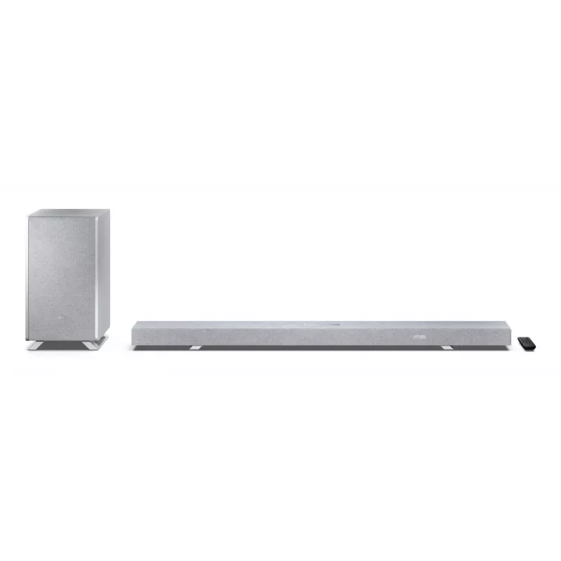Sharp HT-SBW55121(SL) 5.1.2 Dolby Atmos/DTS:X soundbar s bezdrôtovým subwooferom, 650 W, Bluetooth, strieborný