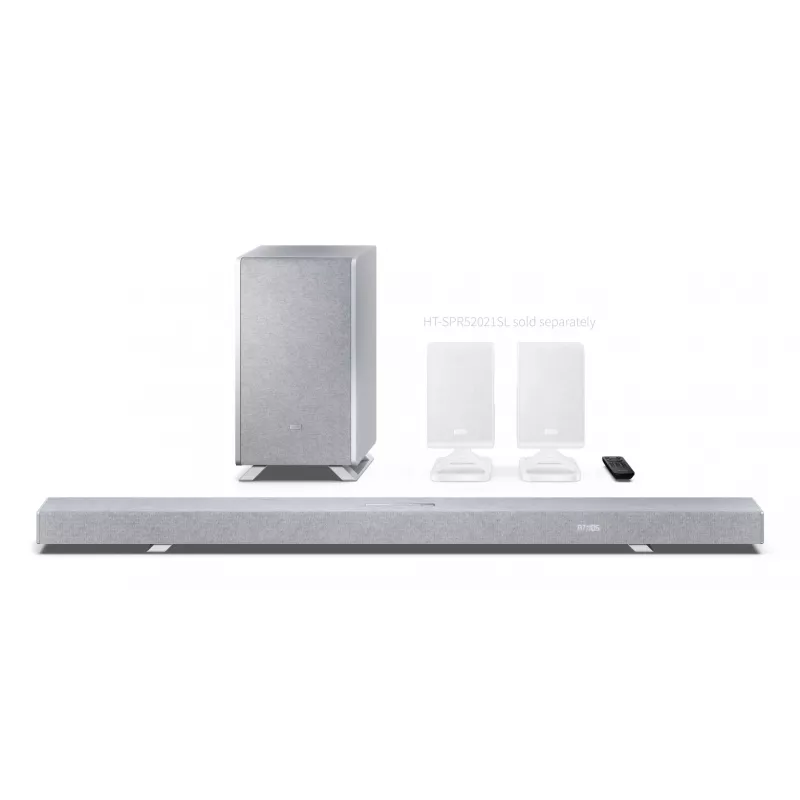 Sharp HT-SBW55121(SL) 5.1.2 Dolby Atmos/DTS:X soundbar s bezdrôtovým subwooferom, 650 W, Bluetooth, strieborný