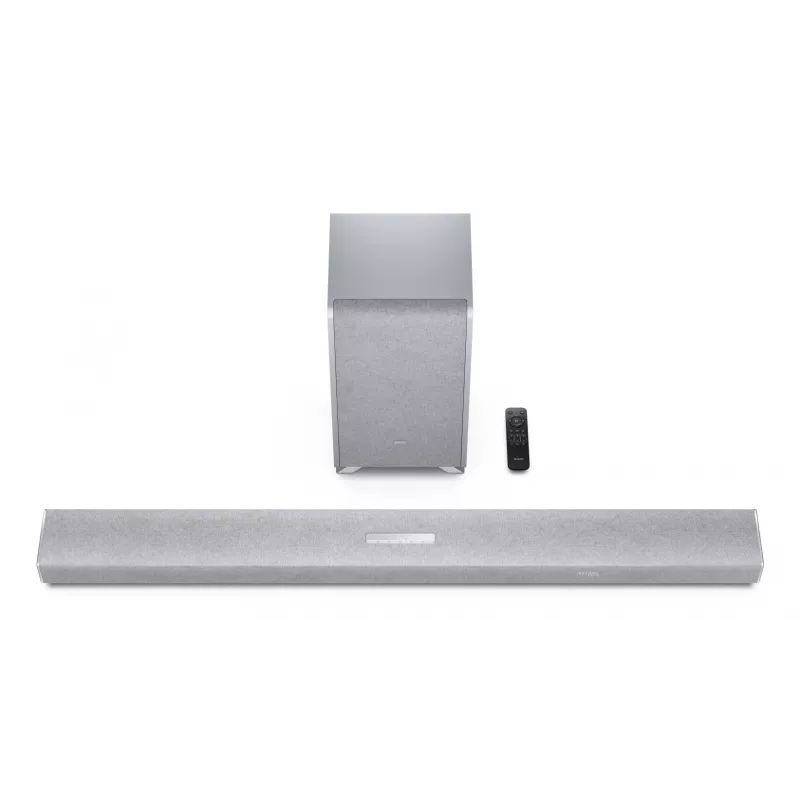 Sharp HT-SBW55121(SL) 5.1.2 Dolby Atmos/DTS:X soundbar s bezdrôtovým subwooferom, 650 W, Bluetooth, strieborný