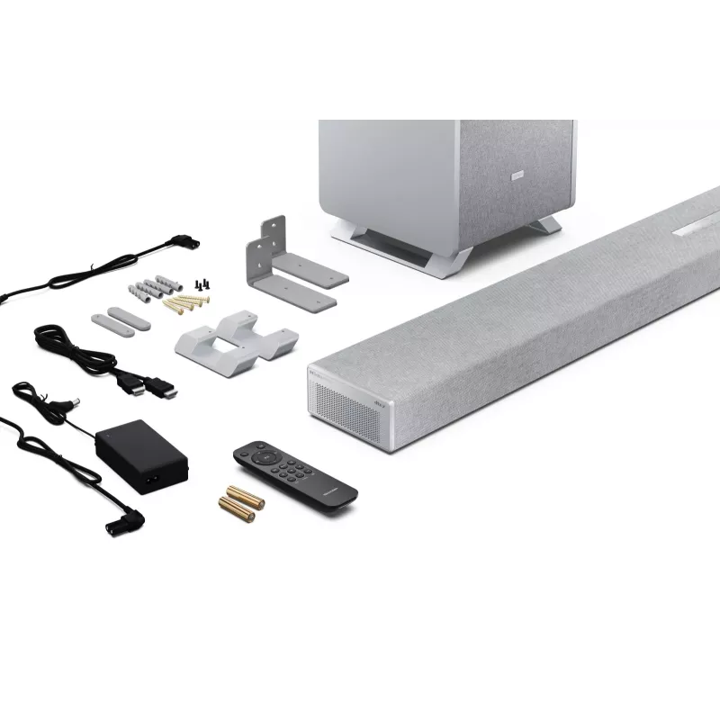 Sharp HT-SBW55121(SL) 5.1.2 Dolby Atmos/DTS:X soundbar s bezdrôtovým subwooferom, 650 W, Bluetooth, strieborný