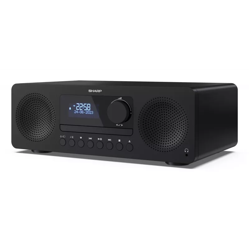 Domáci audio mikrosystém Sharp XL-B720D 30 W, 2-pásmový reproduktor, DAB/DAB+/FM, optický prehrávač diskov, čierny