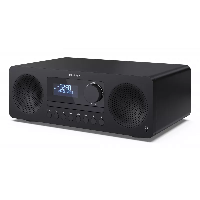 Domáci audio mikrosystém Sharp XL-B720D 30 W, 2-pásmový reproduktor, DAB/DAB+/FM, optický prehrávač diskov, čierny