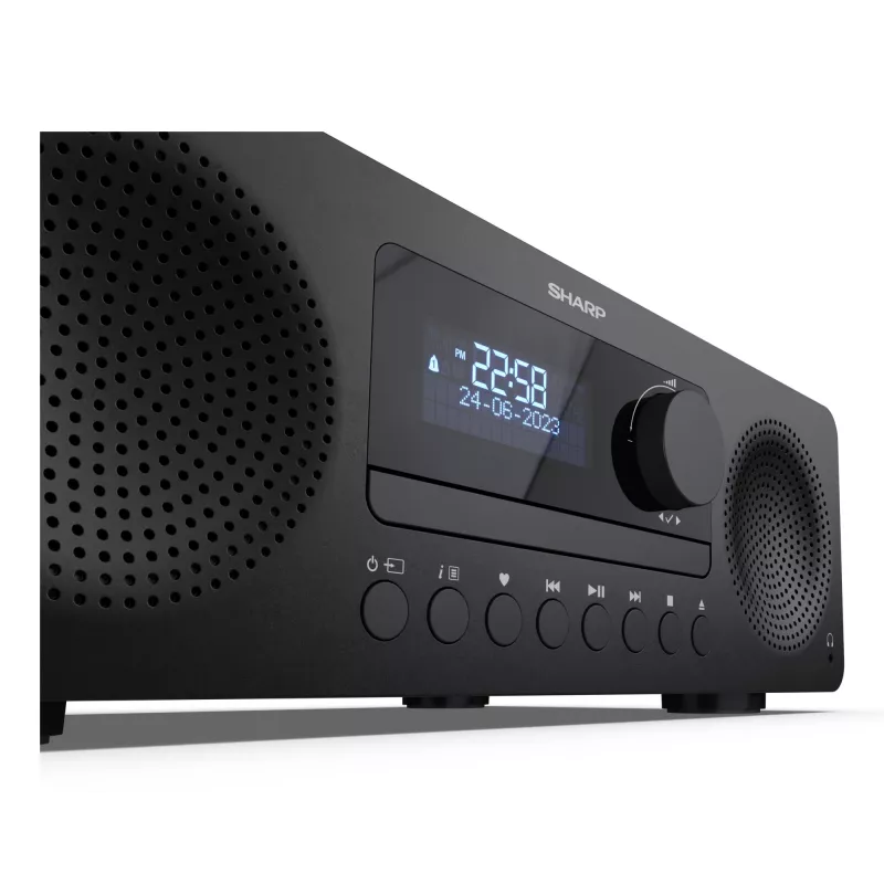 Domáci audio mikrosystém Sharp XL-B720D 30 W, 2-pásmový reproduktor, DAB/DAB+/FM, optický prehrávač diskov, čierny
