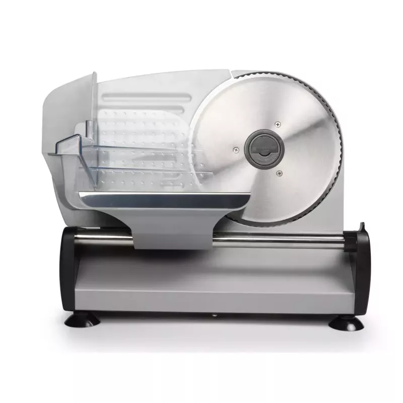 Tristar EM-2099 elektrický krájač potravín, 150 W, max. hrúbka plátku 15 mm, odnímateľný nôž, čierna/strieborná
